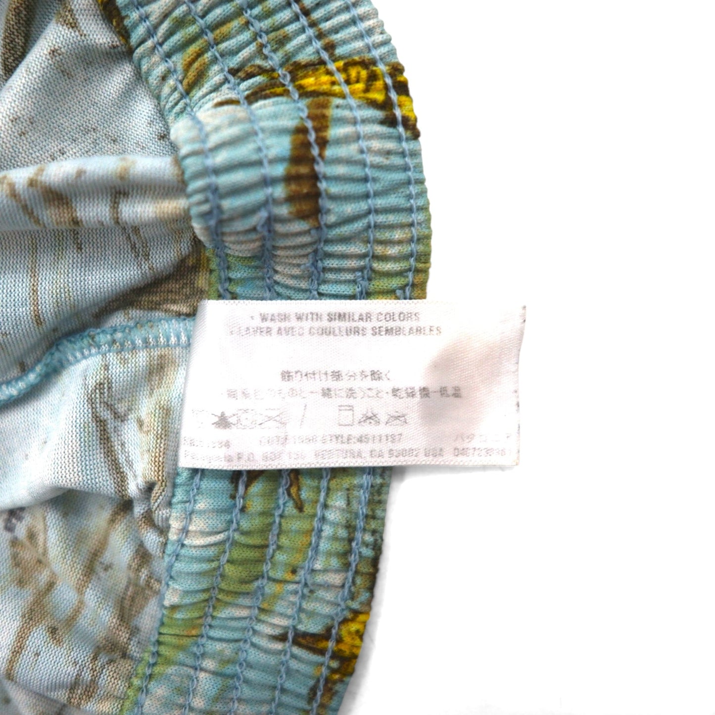 patagonia 00年代 USA製 キャプリーン Capilene トランクス ショートパンツ L ブルー 総柄 魚 45111