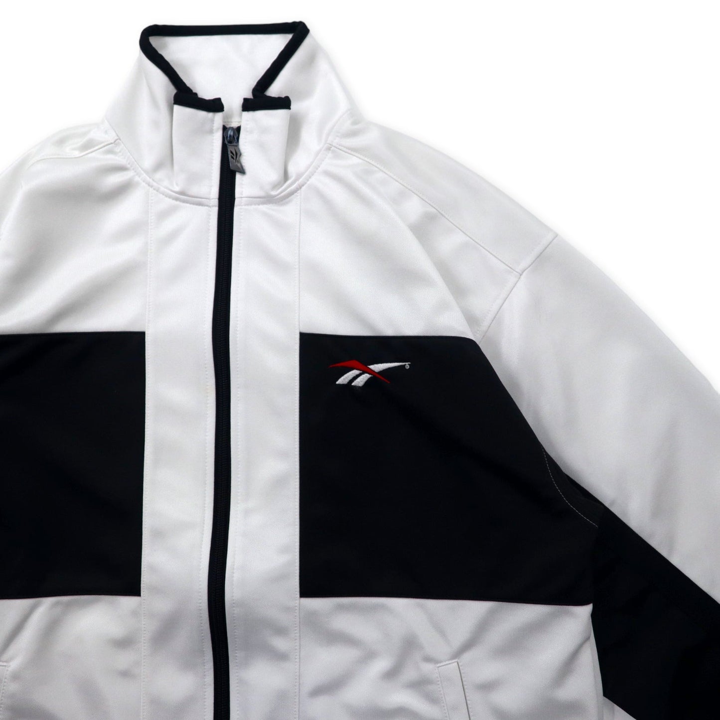 Reebok 90年代 トラックジャケット ジャージ M ホワイト ブラック ポリエステル ベクターロゴ刺繍 日本製