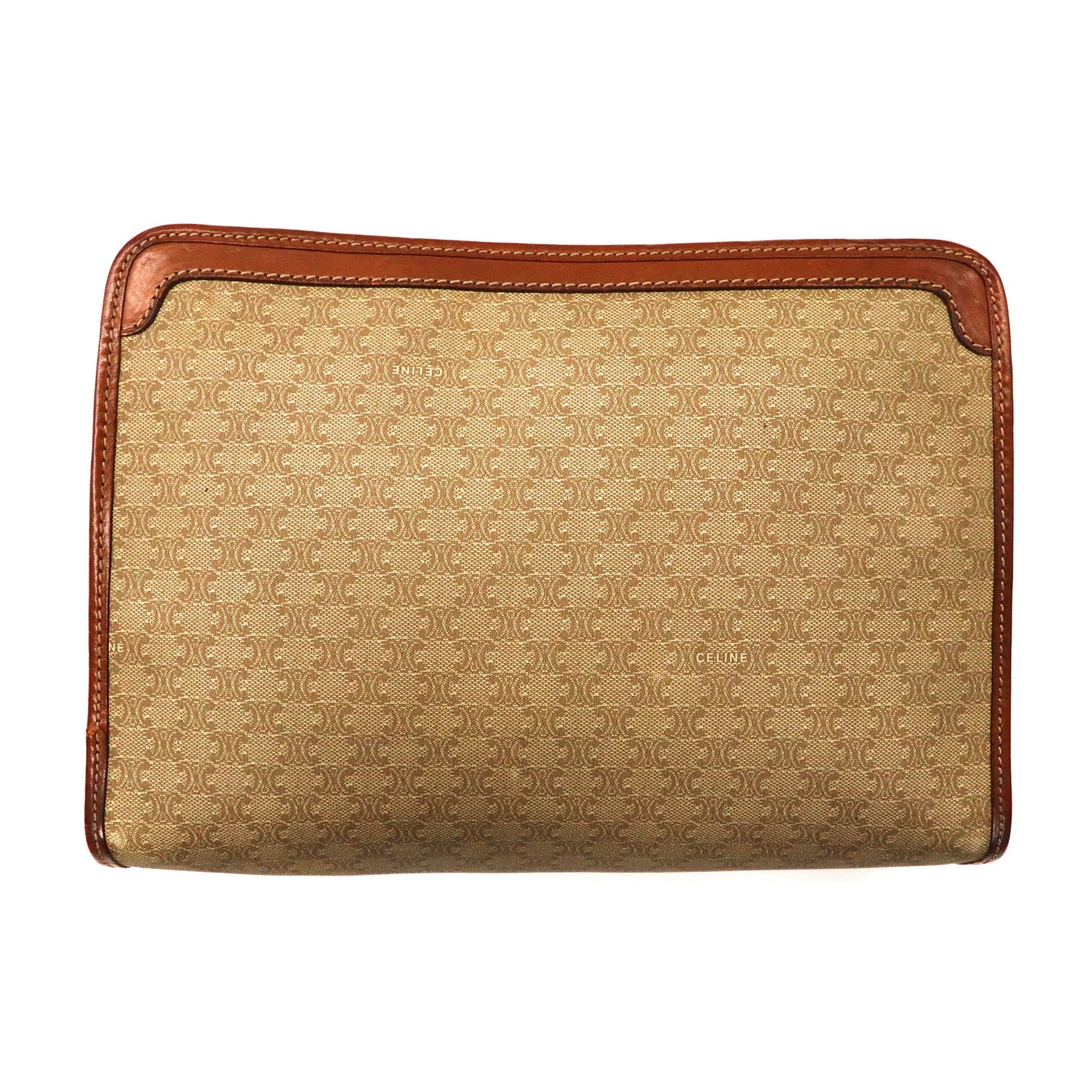 CELINE セカンドバッグ ベージュ レザー ririジップ マカダム柄 オールド