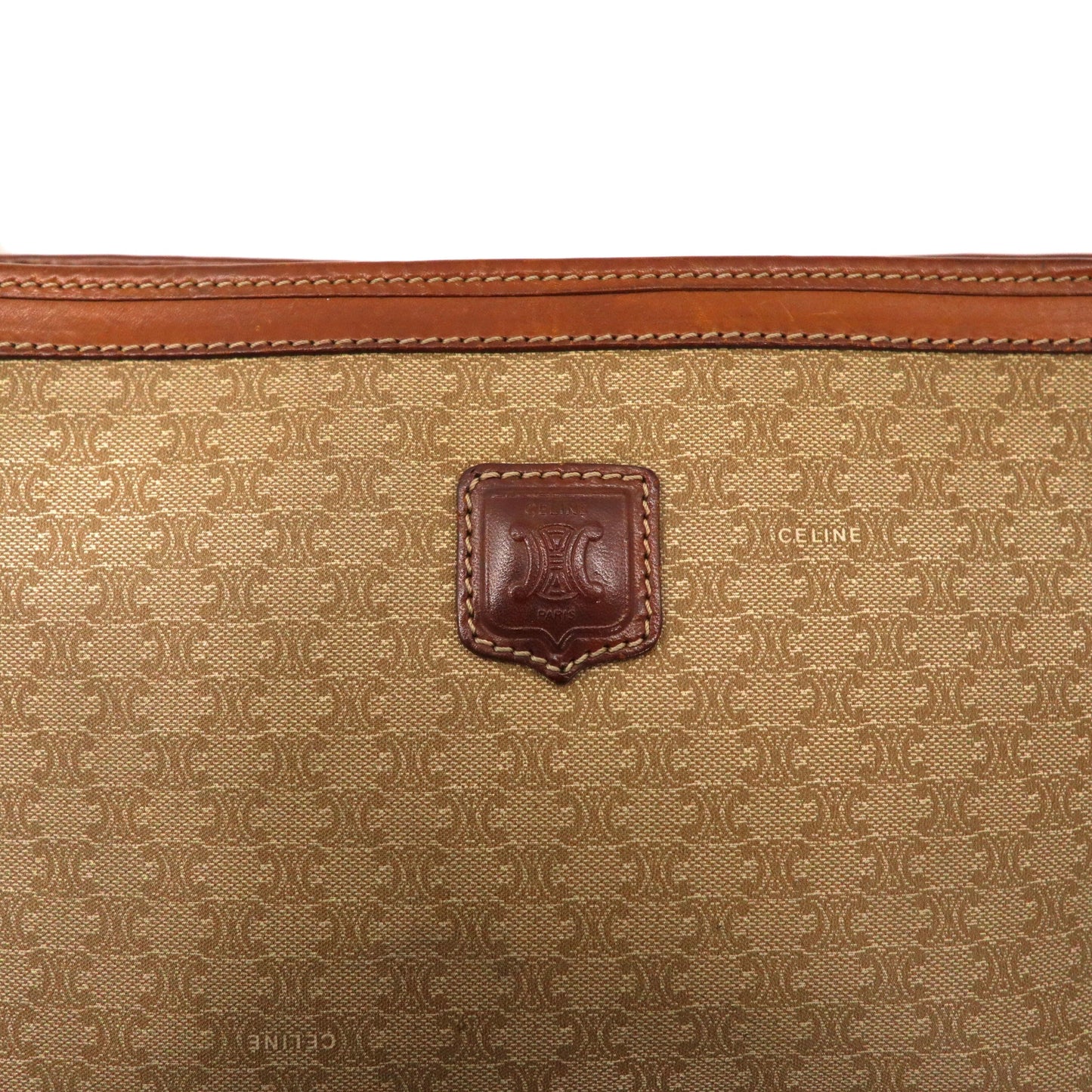 CELINE セカンドバッグ ベージュ レザー ririジップ マカダム柄 オールド