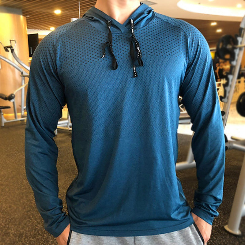 Thin sweatshirt sports long sleeve men's spring and autumn loose casual sweat-absorbent running shirt hoodie training quick-drying fitness clothes