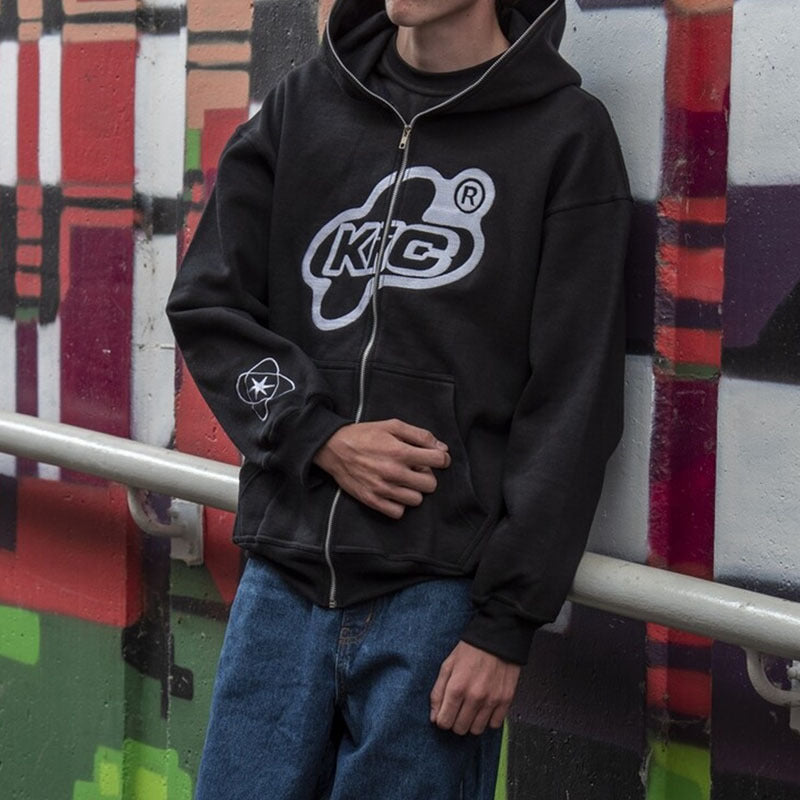 Foam hooded sweater men's solid color trendy brand ins all-match sports tops loose casual jacket men