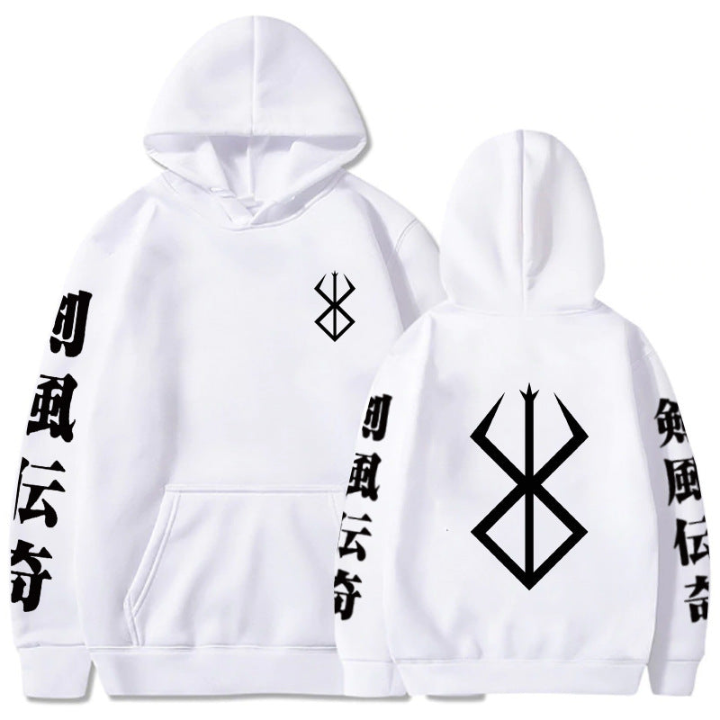 Berserk Anime Hoodies Men Logo Hoodie Hip Hop Long Sleeve Sw