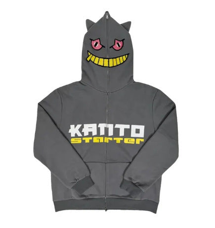 Foreign trade bapeGengar Ghost Stone Gengar Harajuku 3D digital printing sweater zipper to the end hoodie Y2K