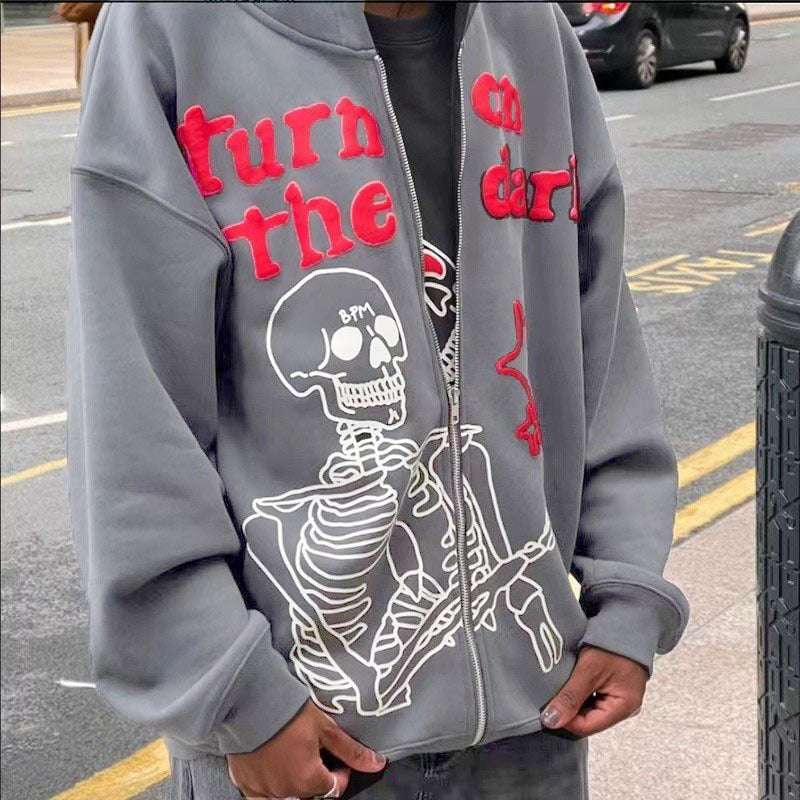 2022 Spot Supply AliExpress Explosive Style Zipper Sweatshirt Long Sleeve Fleece Hoodie Casual Loose Sweatshirt Men and Women