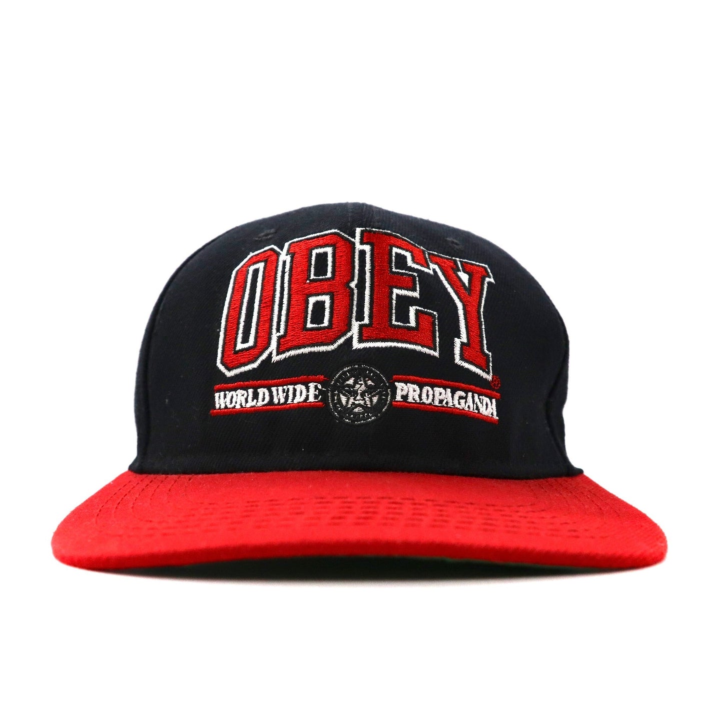 OBEY ベースボールキャップ スナップバック FREE ブラック アクリル ロゴ刺繍 Athletics Snap-Back Hat