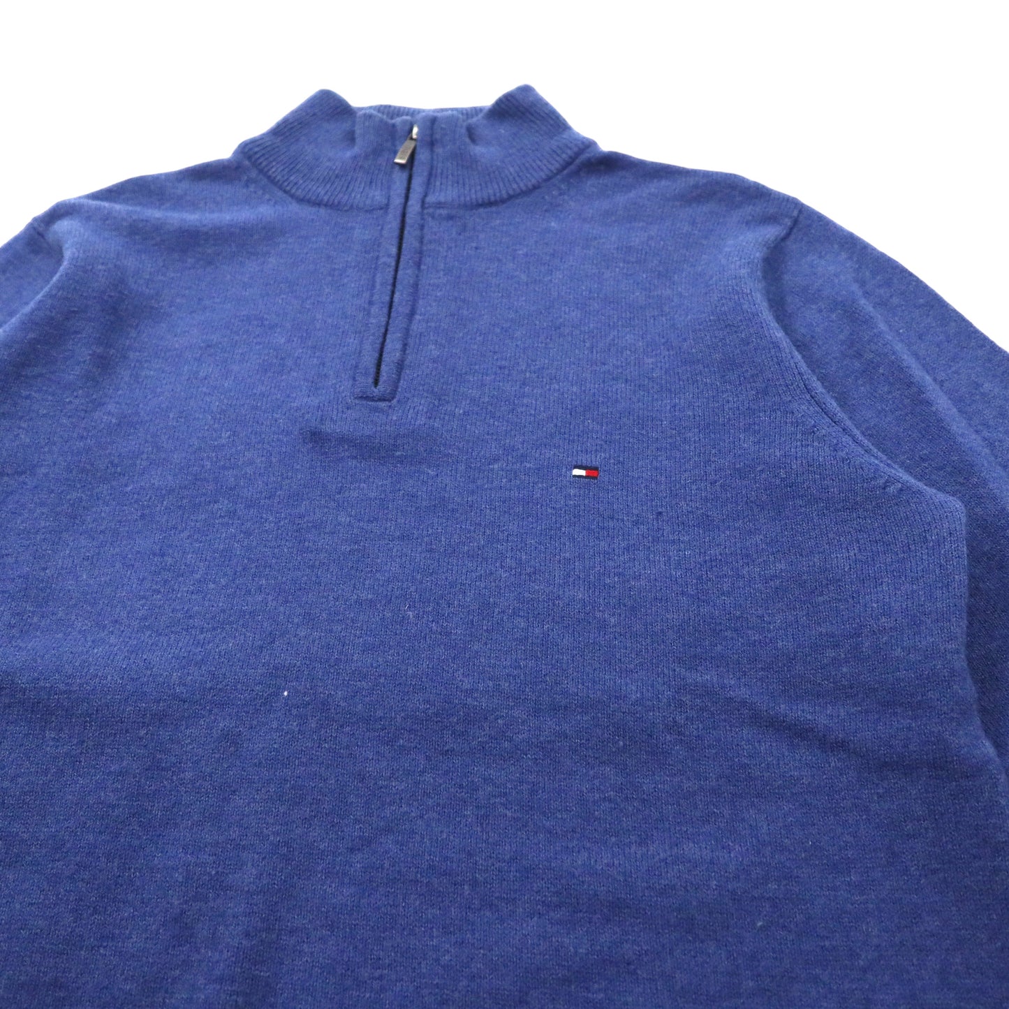TOMMY HILFIGER ハーフジップニット セーター M ブルー プレミアム ラムウール