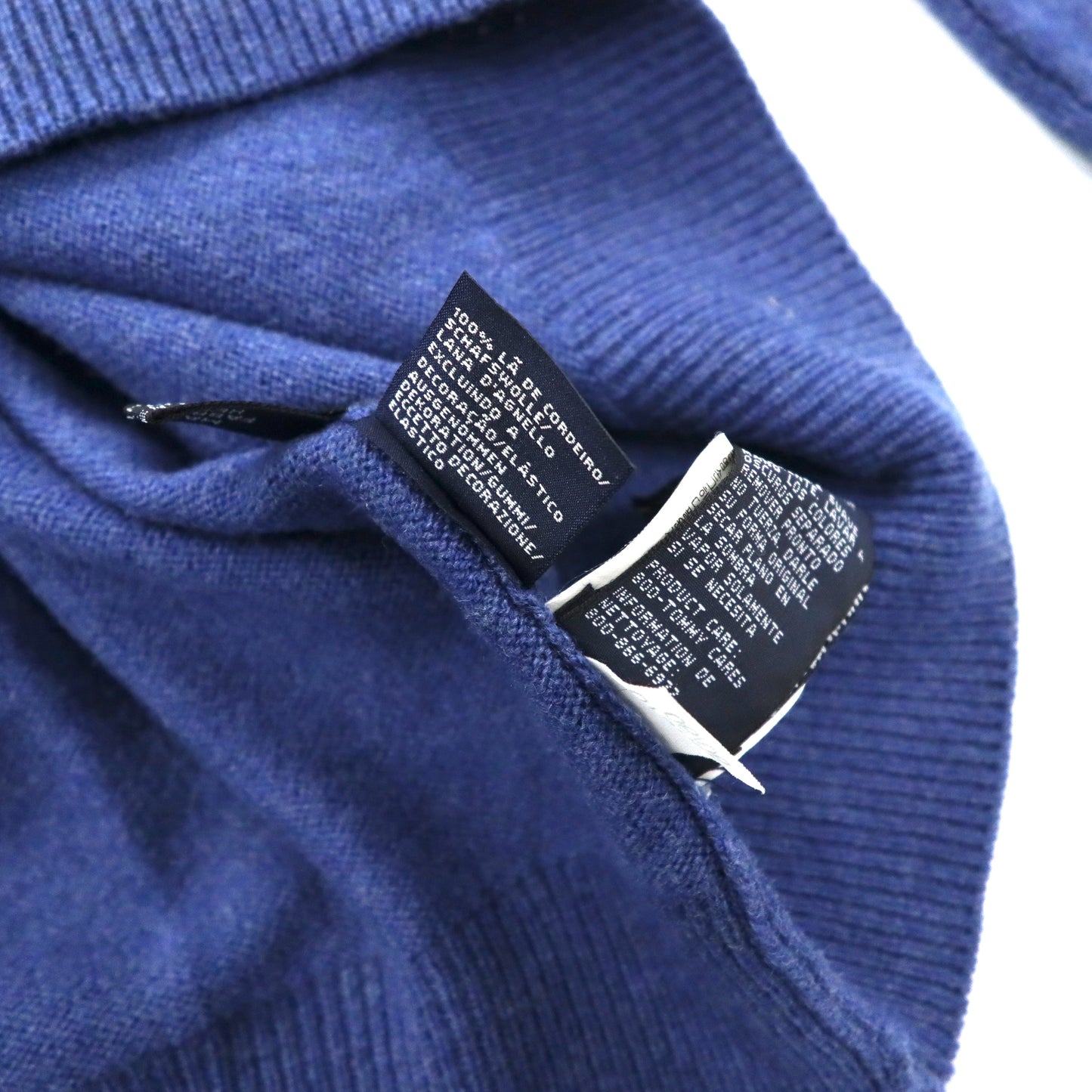 TOMMY HILFIGER ハーフジップニット セーター M ブルー プレミアム ラムウール
