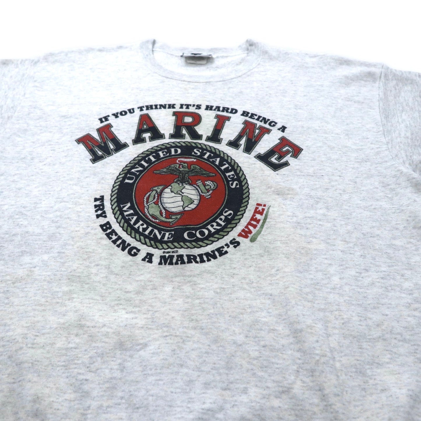 USA製 Lee 90年代 US MARINE CORPS プリントスウェット XL グレー コットン ミリタリー アメリカ海兵隊