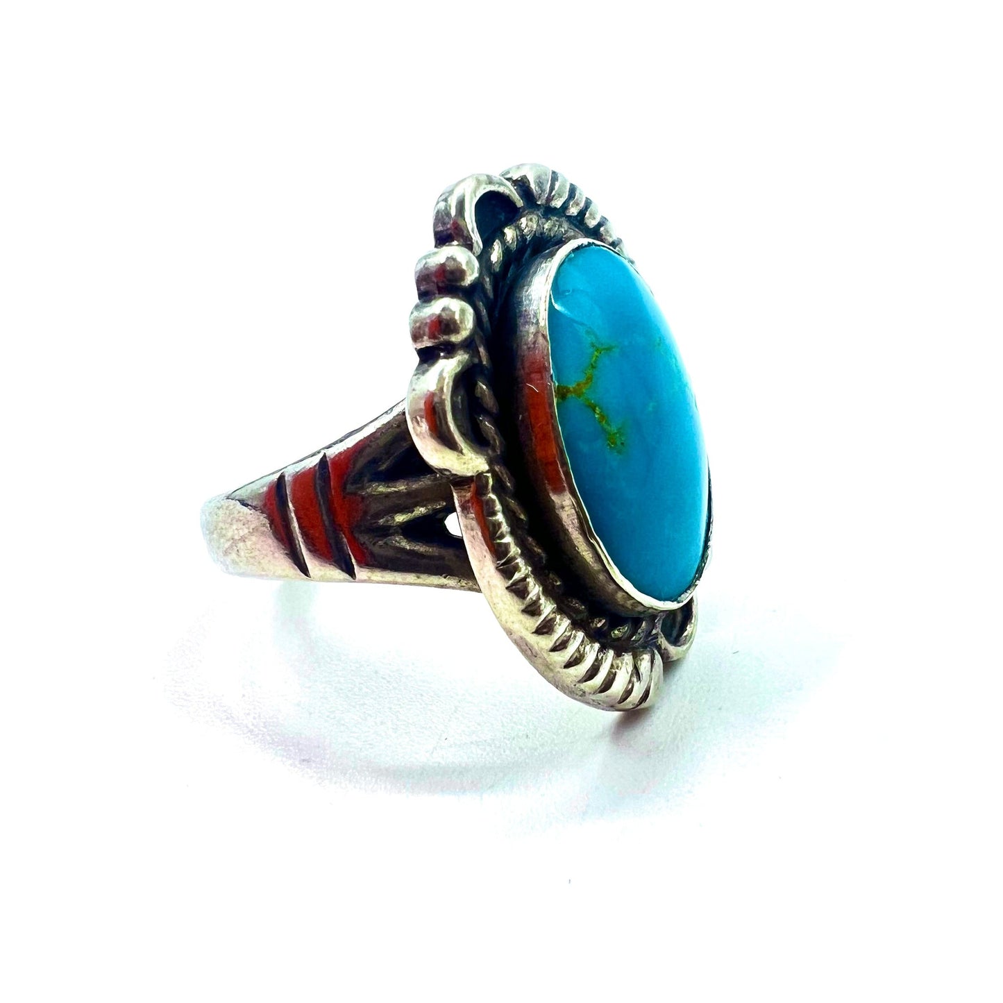 Vintage Navajo Turquoise Ring インディアンジュエリー ナバホ族 ターコイズリング 指輪 9号 STERLING SILVER ブルー ピンキーリング