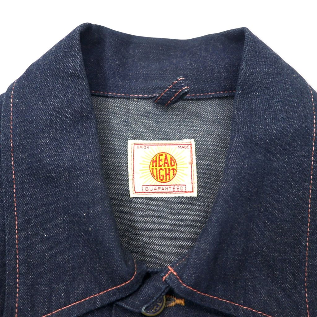 HEADLIGHT ( 東洋エンタープライズ ) デニムジャケット Gジャン M ブルー 濃紺 UNION MADE セルビッチ HD11207 日本製