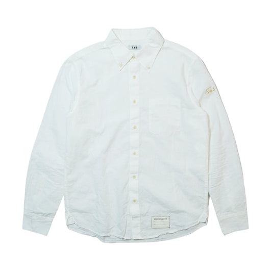 COTTON LINEN  CHAMBRAY SHIRTS／ WHITE