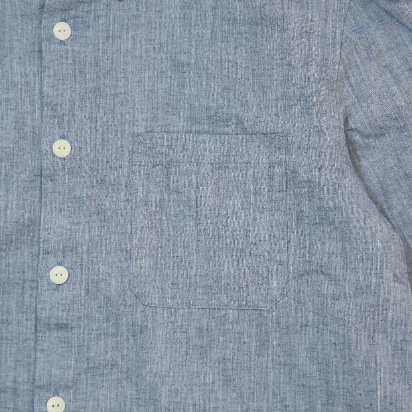 COTTON LINEN CHAMBRAY SHIRTS／ NAVY