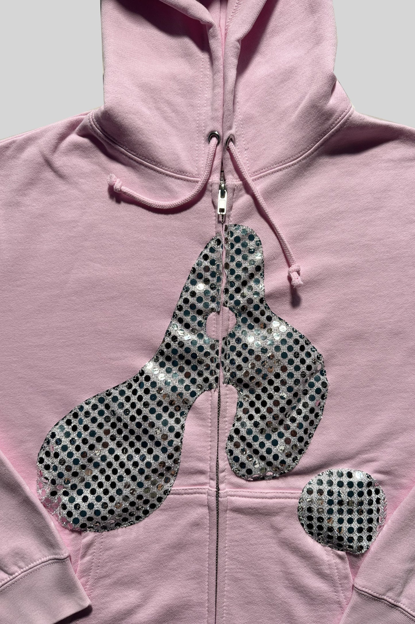 "A" LOGO ZIP-UP HOODIE(SPANGLE SILVER)