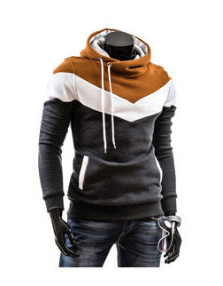 Foreign trade 2015 spring and autumn men's clothing Korean style men's color matching hooded pullover fashion slim sports casual sweater
