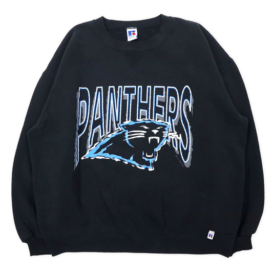 RUSSELL ATHLETIC USA製 90年代 NFL PANTHERS プリント スウェット XXL ブラック コットン パンサーズ ビッグサイズ