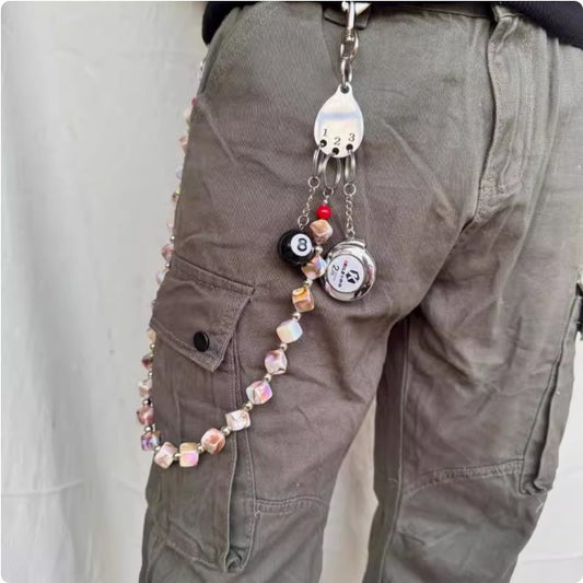New square punk style jeans trouser chain fashion unisex accessories