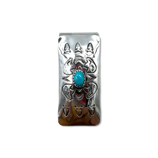 Navajo Indian Jewelry Money Clip Turquoise ナバホ族 インディアンジュエリー マネークリップ ターコイズ スタンプワーク