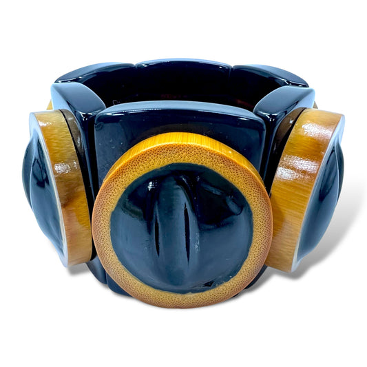 MARNI ワイド ブレスレット バングル ブラック ウッド バンブー