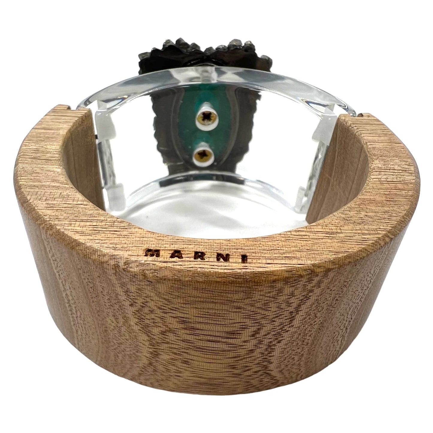 MARNI ワイド クリア ブレスレット バングル ベージュ ウッド カラーストーン スケルトン