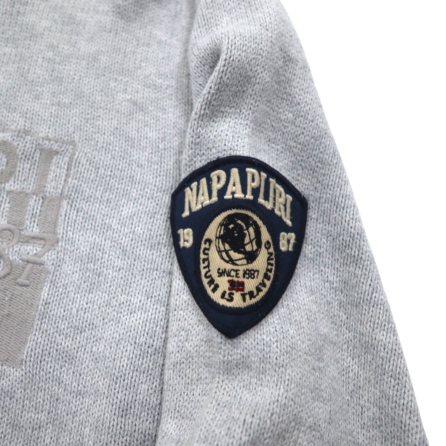 NAPAPIJRI コットン ニット セーター M グレー ワッペン S13-DELEVEN S1358E