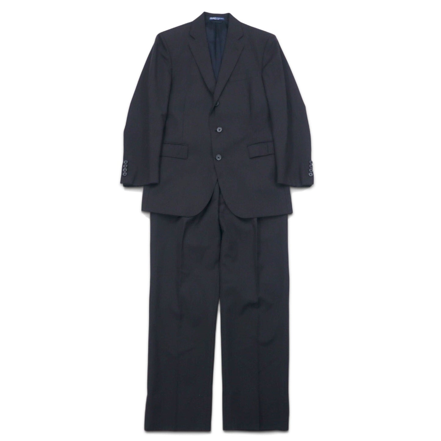 Polo by Ralph Lauren イタリア製 3B スーツ セットアップ L ブラック ウール シャドーストライプ