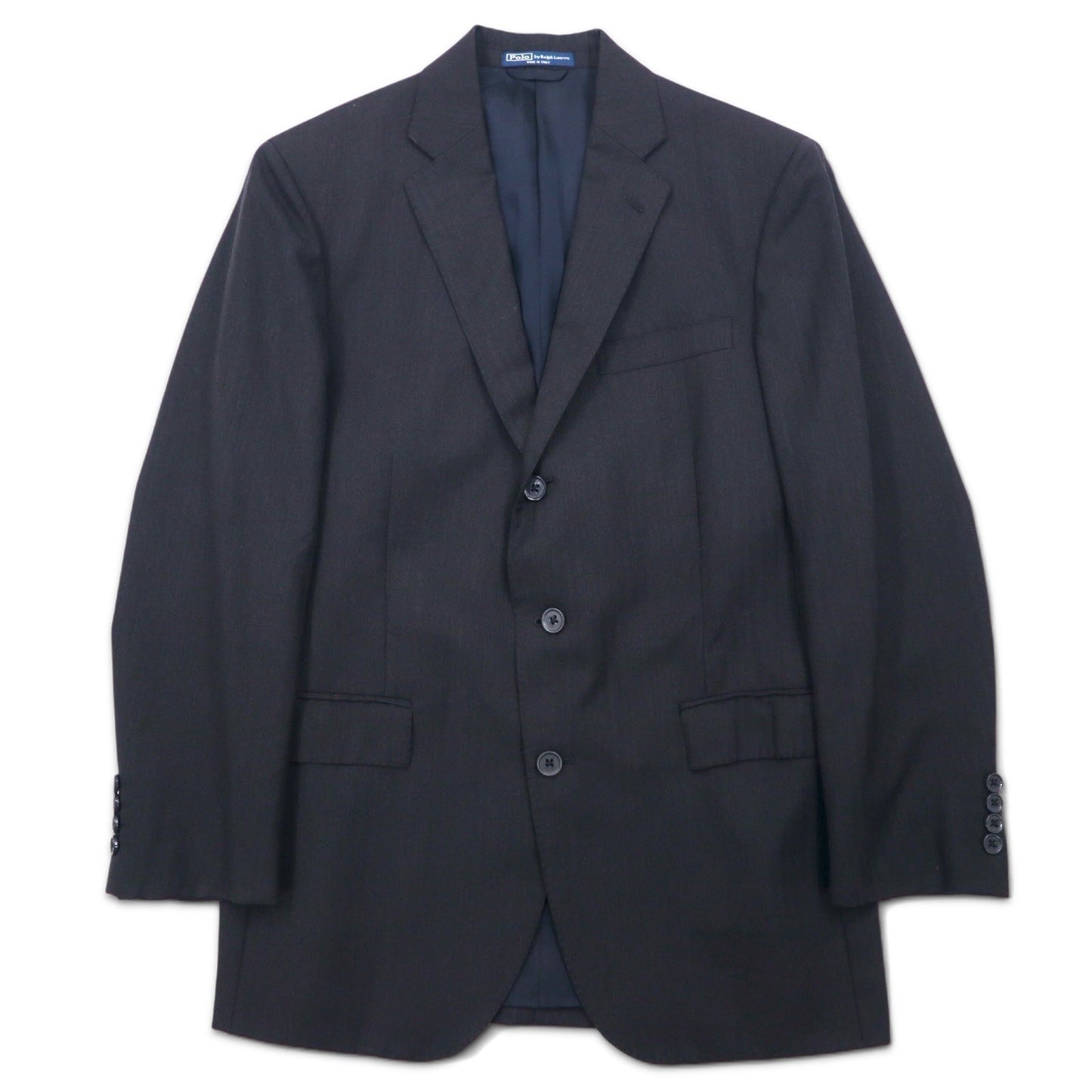 Polo by Ralph Lauren イタリア製 3B スーツ セットアップ L ブラック ウール シャドーストライプ