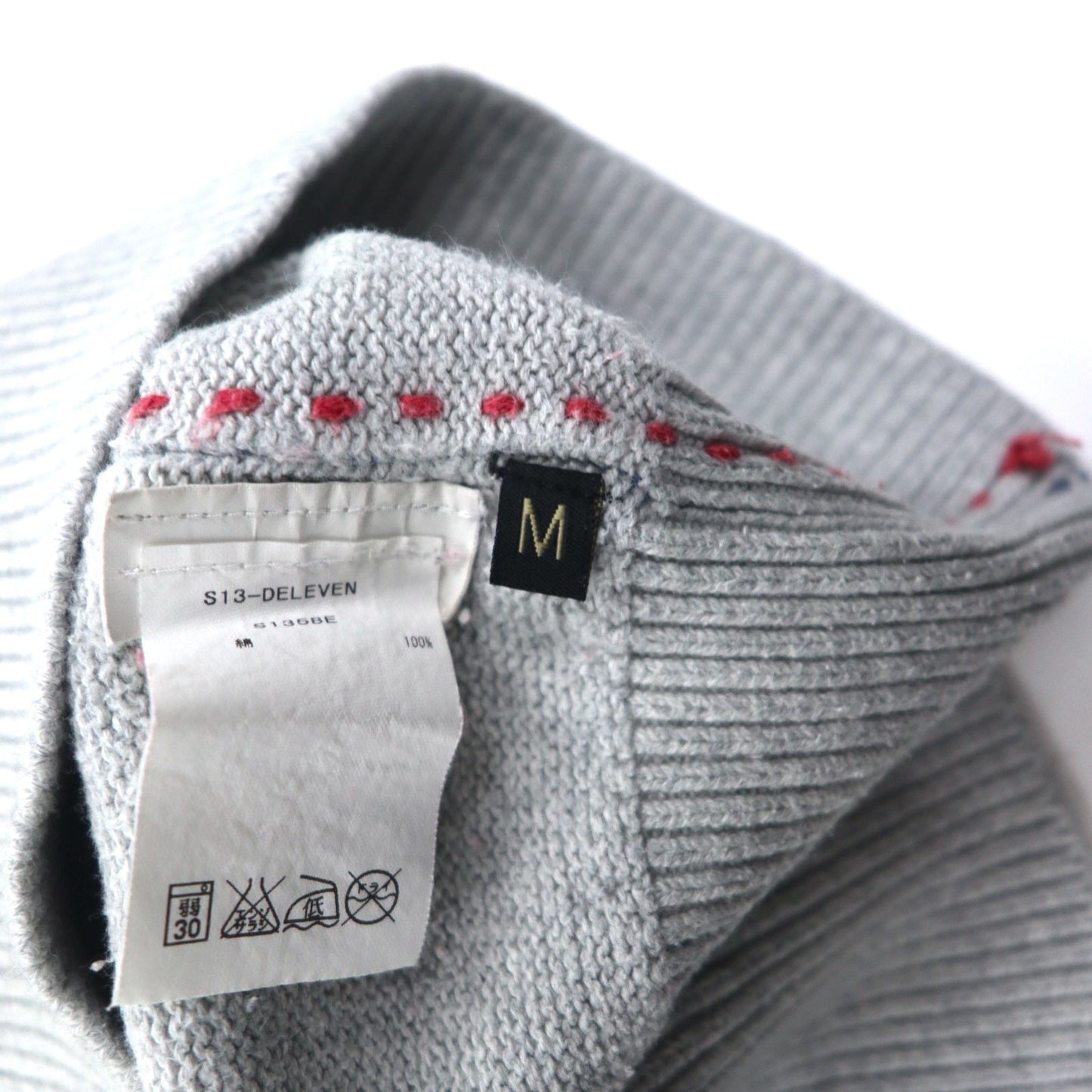 NAPAPIJRI コットン ニット セーター M グレー ワッペン S13-DELEVEN S1358E