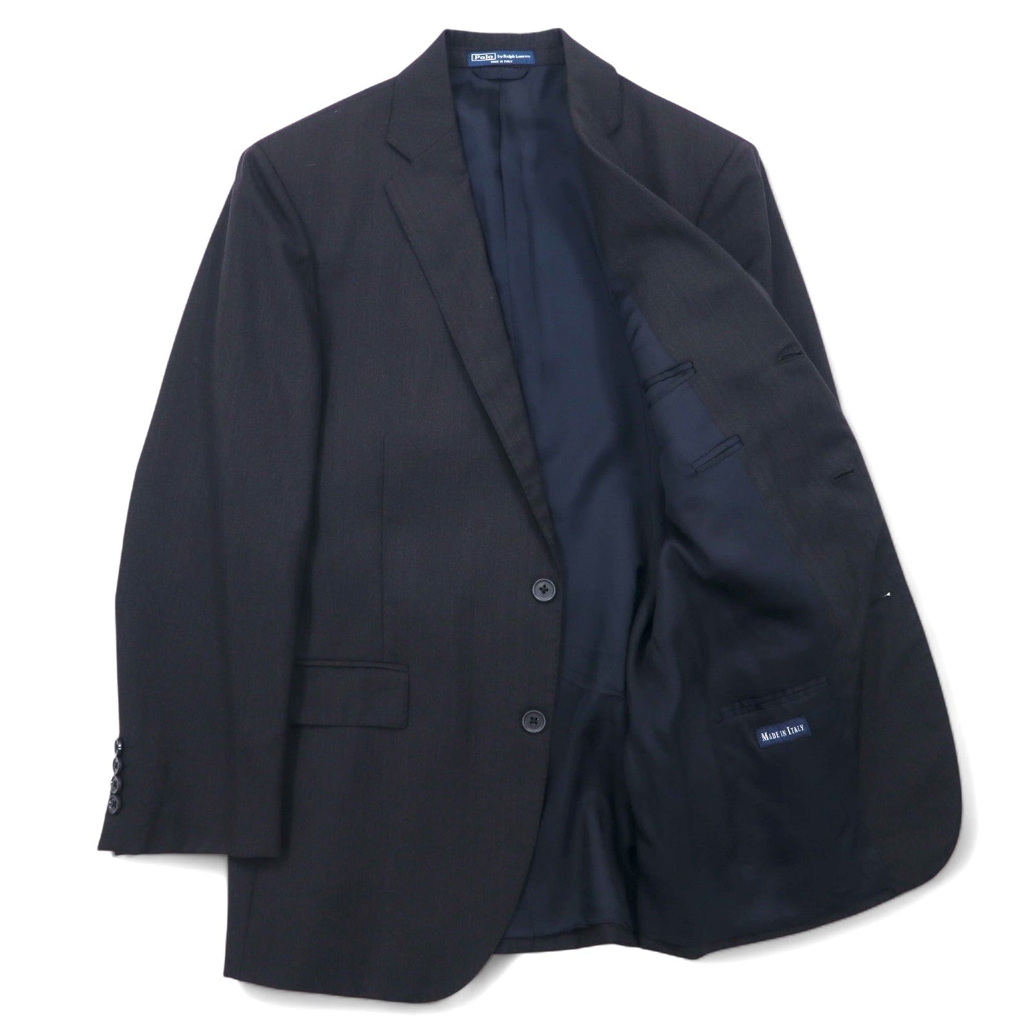 Polo by Ralph Lauren イタリア製 3B スーツ セットアップ L ブラック ウール シャドーストライプ