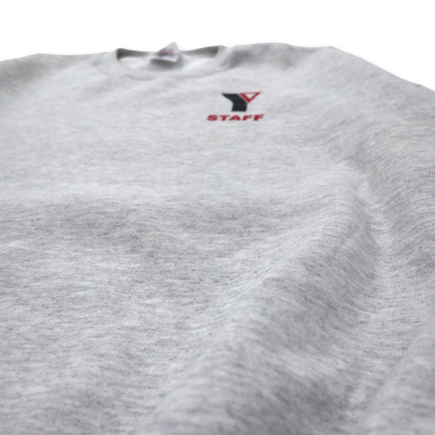 JERZEES SUPER SWEATS USA製 90年代 クルーネック スウェット 2X グレー ホワイト コットン 裏起毛 STAFF ワンポイントプリント