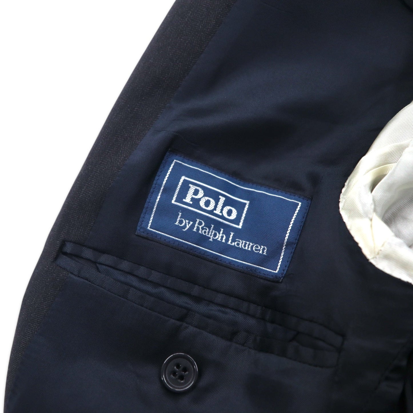 Polo by Ralph Lauren イタリア製 3B スーツ セットアップ L ブラック ウール シャドーストライプ