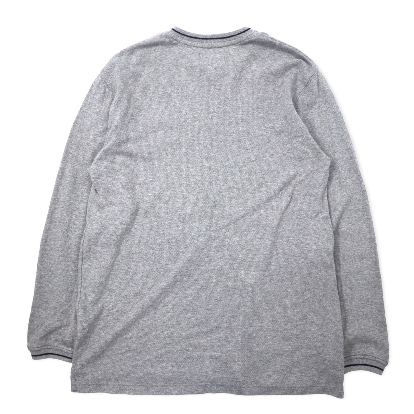 CHAPS RALPH LAUREN 90年代 Vネック ロングスリーブ Tシャツ ロンT L グレー コットン ワンポイントロゴ刺繍