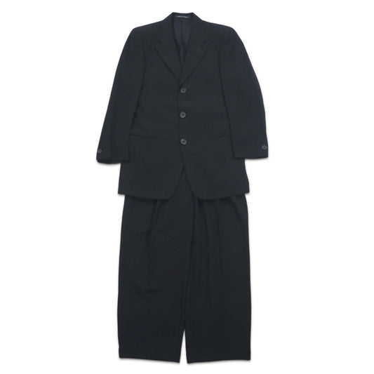 GIANNI VERSACE イタリア製 オーバーサイズ 3B スーツ セットアップ M ブラック ウール メデューサ 裏地総柄 ワイドスラックス COUTURE