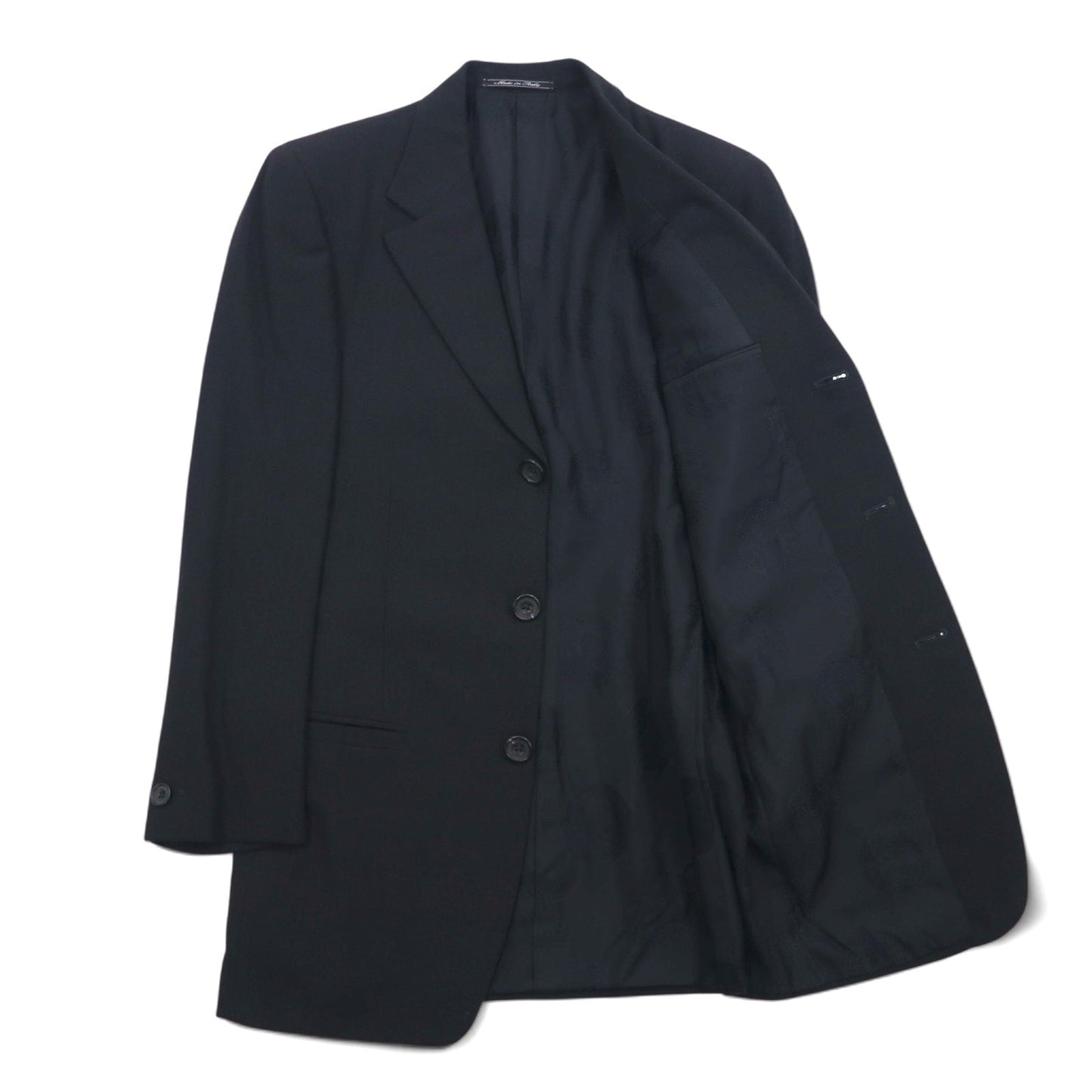 GIANNI VERSACE イタリア製 オーバーサイズ 3B スーツ セットアップ M ブラック ウール メデューサ 裏地総柄 ワイドスラックス COUTURE