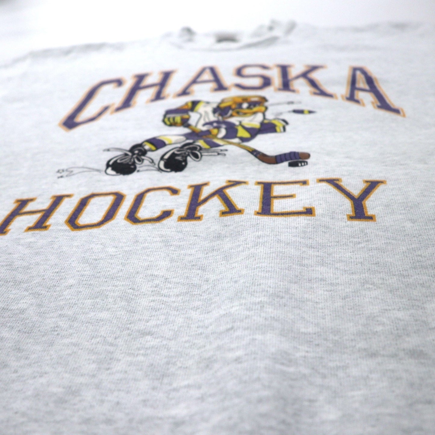 FRUIT OF THE LOOM USA製 90年代 SUPER COTTON ホッケー プリント スウェット M グレー コットン 裏起毛 CHASKA HOCKEY