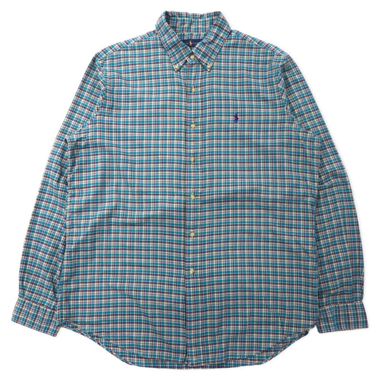 RALPH LAUREN ボタンダウンシャツ L グリーン チェック コットン スモールポニー刺繍 ビッグサイズ