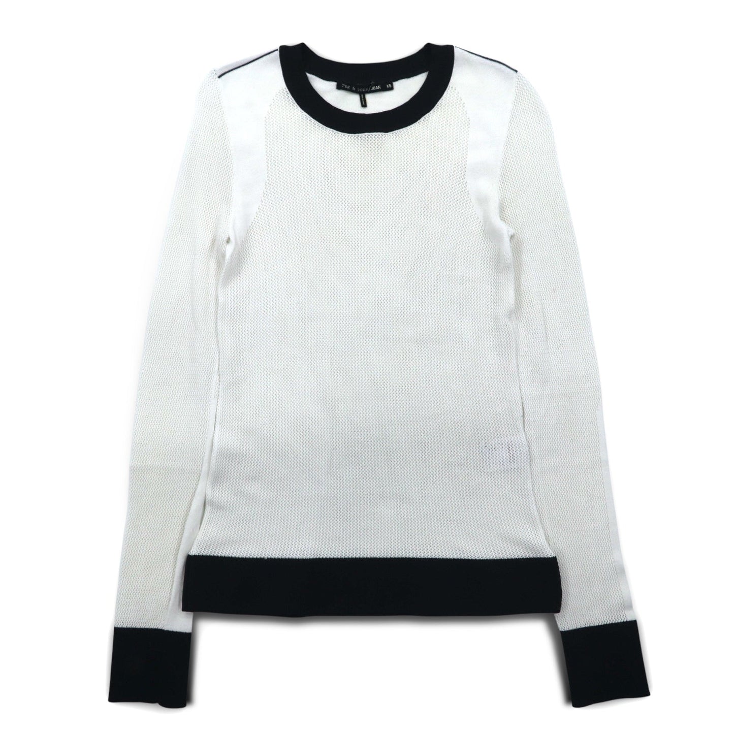 rag & bone / JEAN メッシュ ロングスリーブTシャツ ロンT XS ホワイト コットン レーヨン