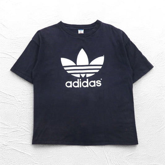 adidas 80年代 USA製 トレフォイル 両面プリント Tシャツ 2XL ブラック シングルステッチ ビッグサイズ