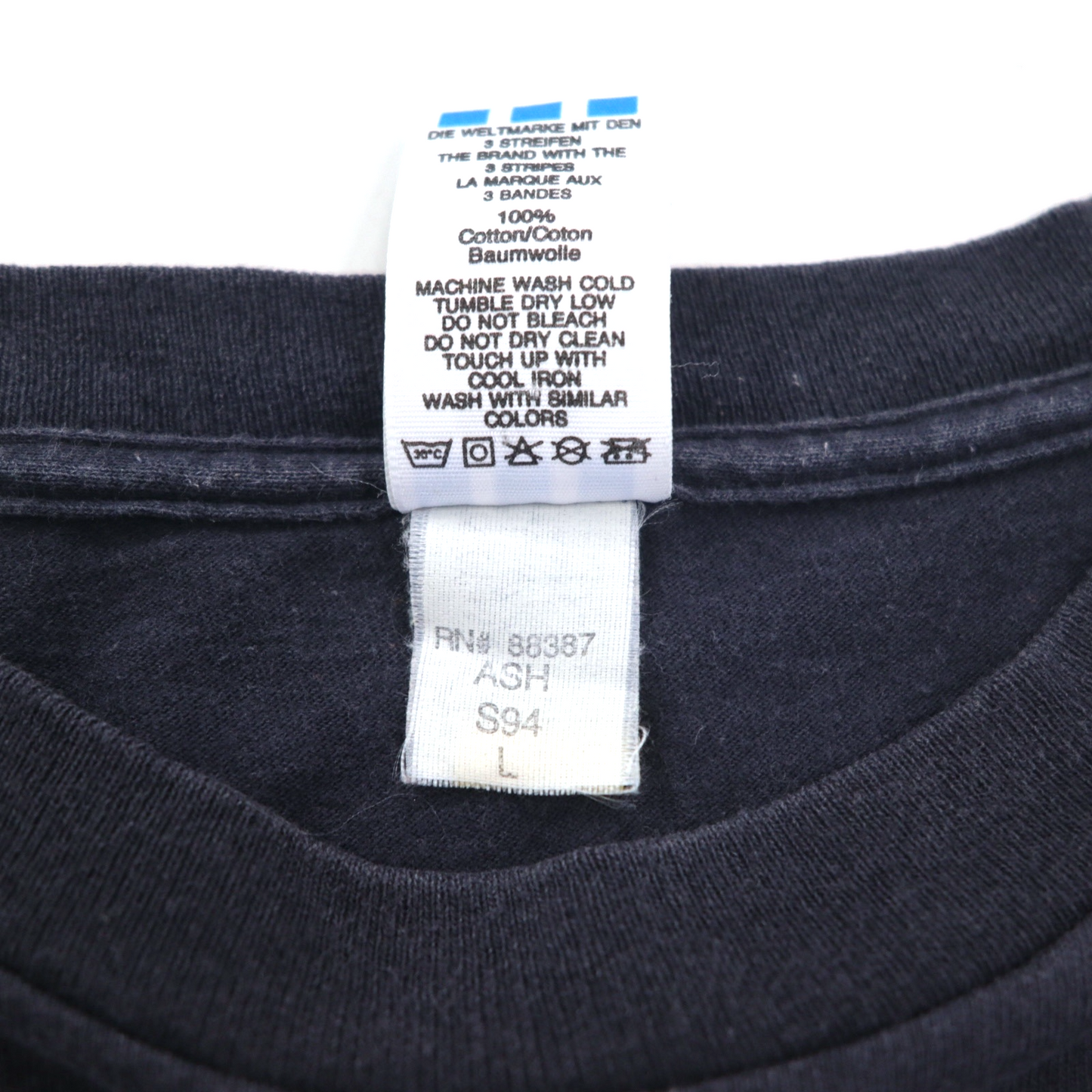 adidas 80年代 USA製 トレフォイル 両面プリント Tシャツ 2XL ブラック シングルステッチ ビッグサイズ