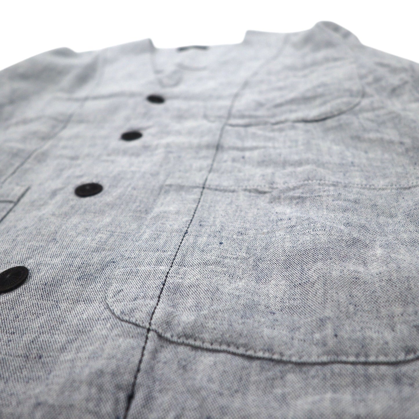 FRANK LEDER ドイツ製 リネン カーディガン ノーカラー ジャケット S グレー 0517080