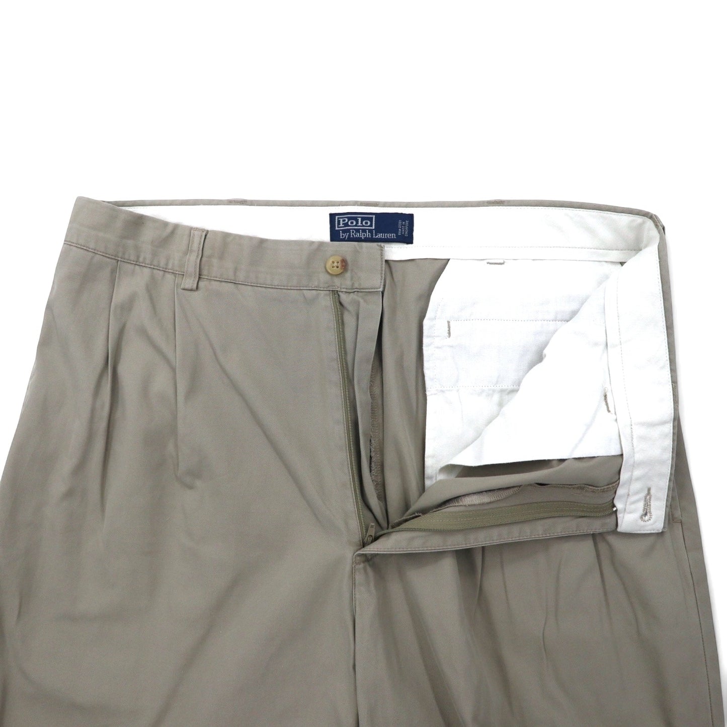 Polo by Ralph Lauren 90年代 ポロチノ タック ワイド チノパンツ 35 ベージュ コットン シンガポール製
