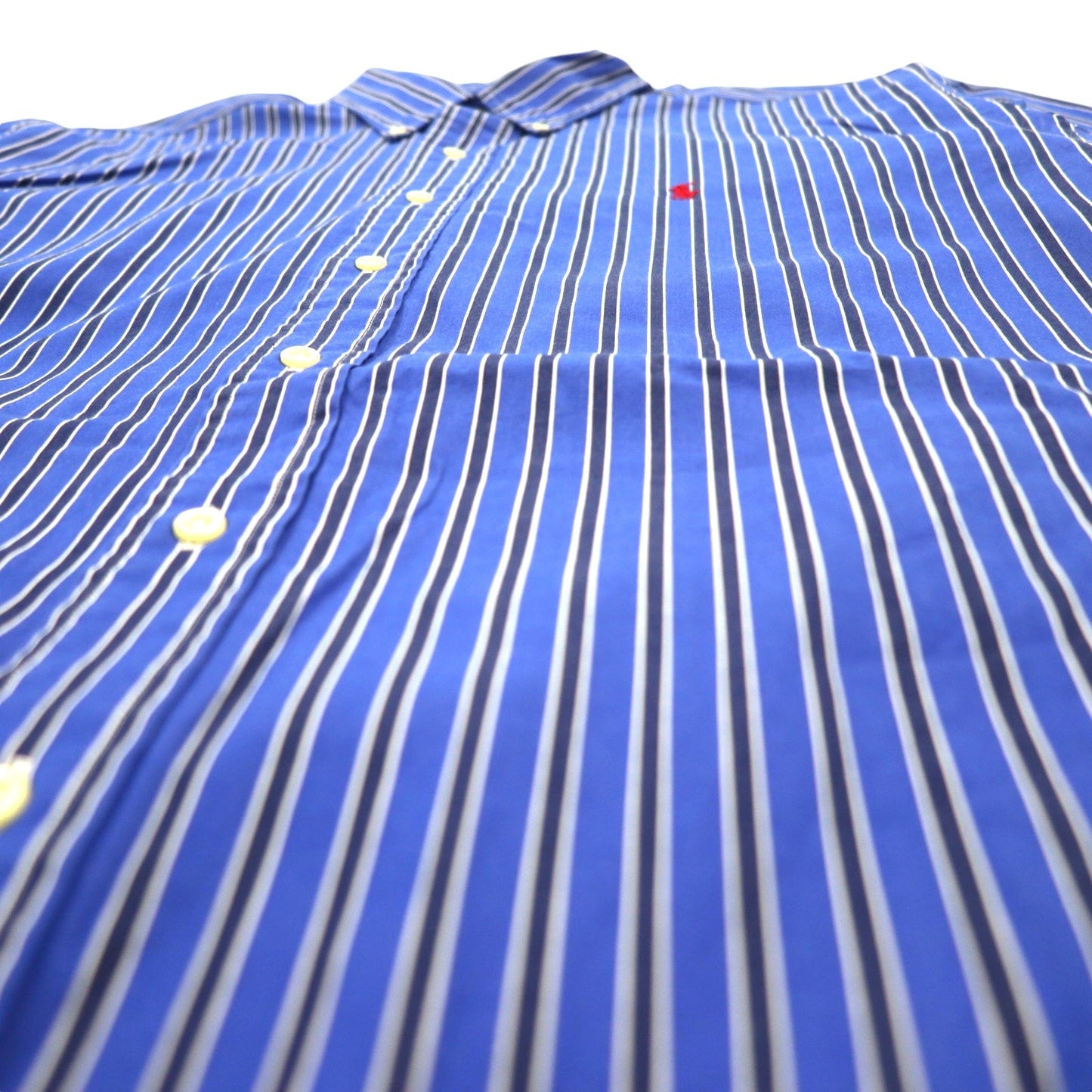 RALPH LAUREN 90年代 ボタンダウンシャツ L ブルー ストライプ コットン スモールポニー 刺繍  クラシックフィット CLASSIC FIT