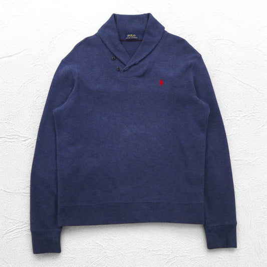POLO RALPH LAUREN ショールカラー スウェット L ネイビー コットン スモールポニー刺繍