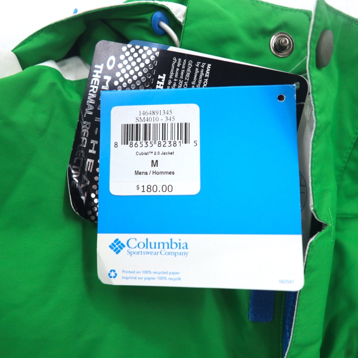Columbia オムニヒート OMNI-HEAT マウンテンパーカー M グリーン オムニテック OMNI-TECH 防水 CUBIST 2.0 JACKET SM4010-010 未使用品