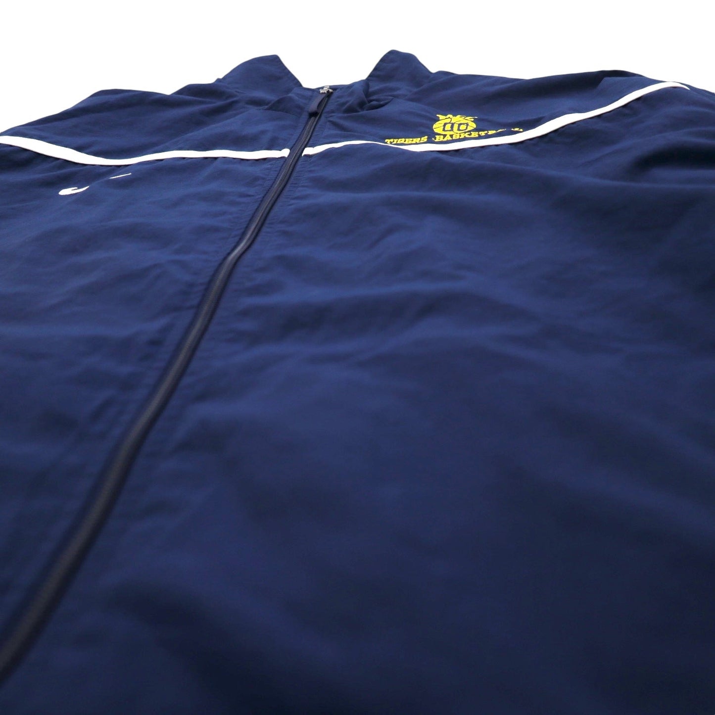 NIKE 90年代 TEAMタグ ナイロンジャケット トラックジャケット ジャージ XXL ネイビー メッシュライナー MCC TIGERS BASKETBALL スウォッシュ 刺繍