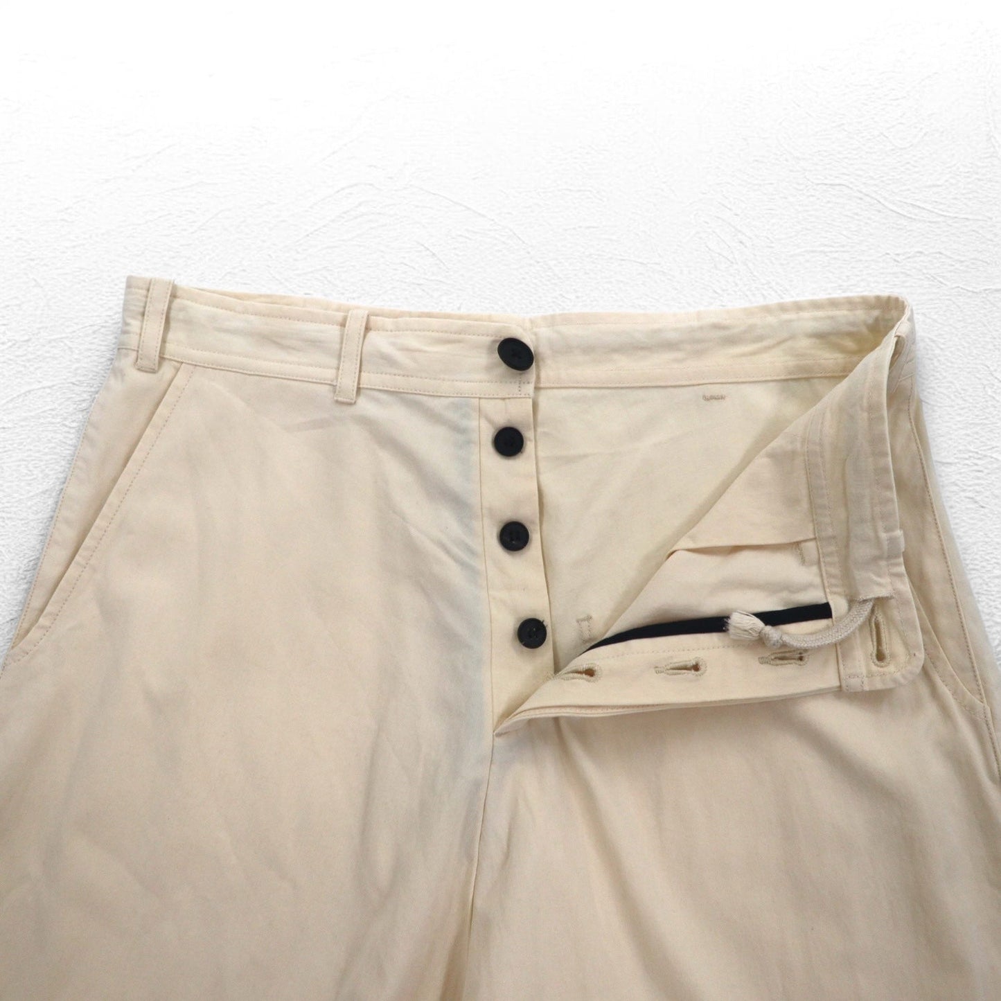 O project ワイド サルエル パンツ REGULAR FIT TROUSERS トラウザーズ S コットン ベージュ 日本製