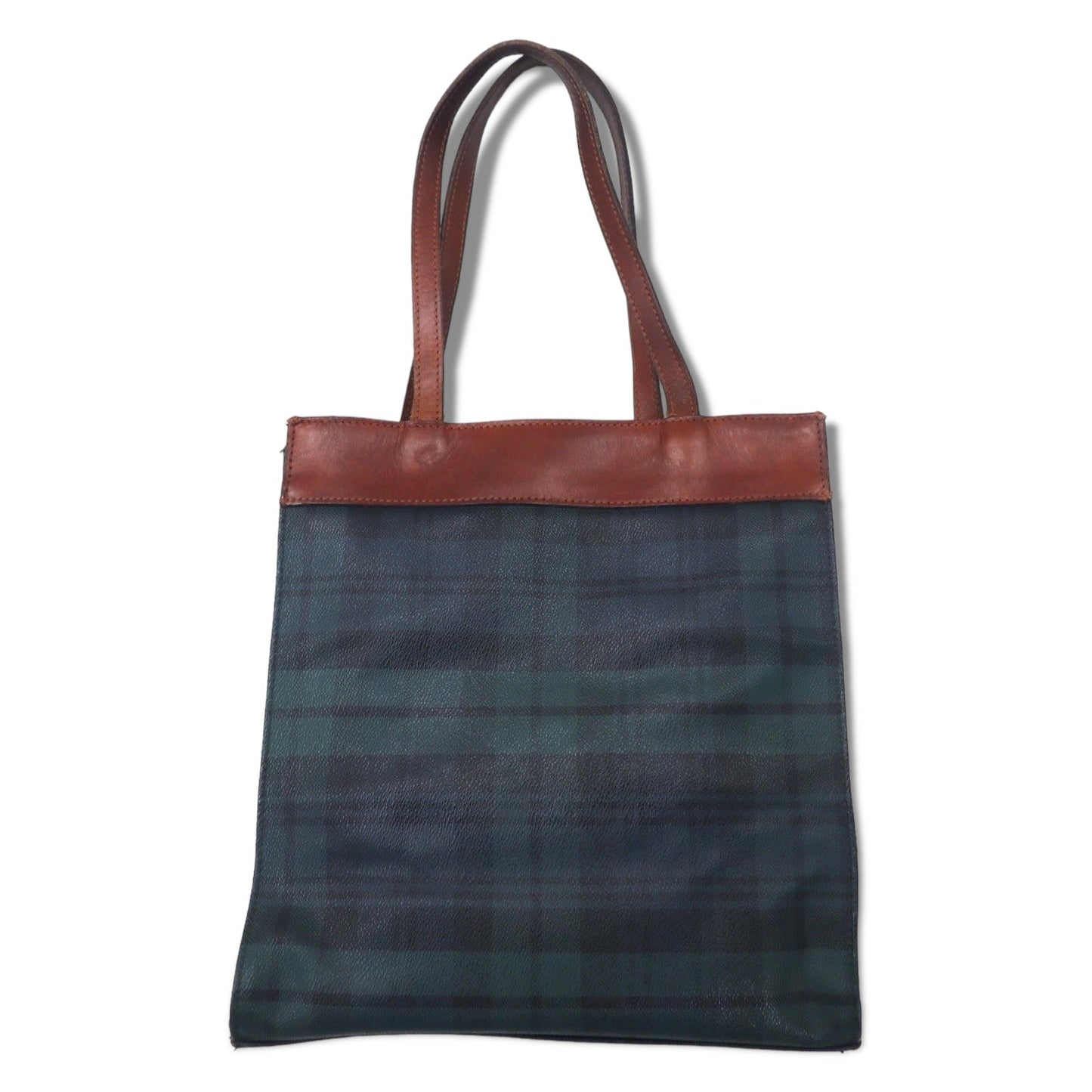 POLO RALPH LAUREN トートバッグ グリーン チェック PVC レザー切り替え