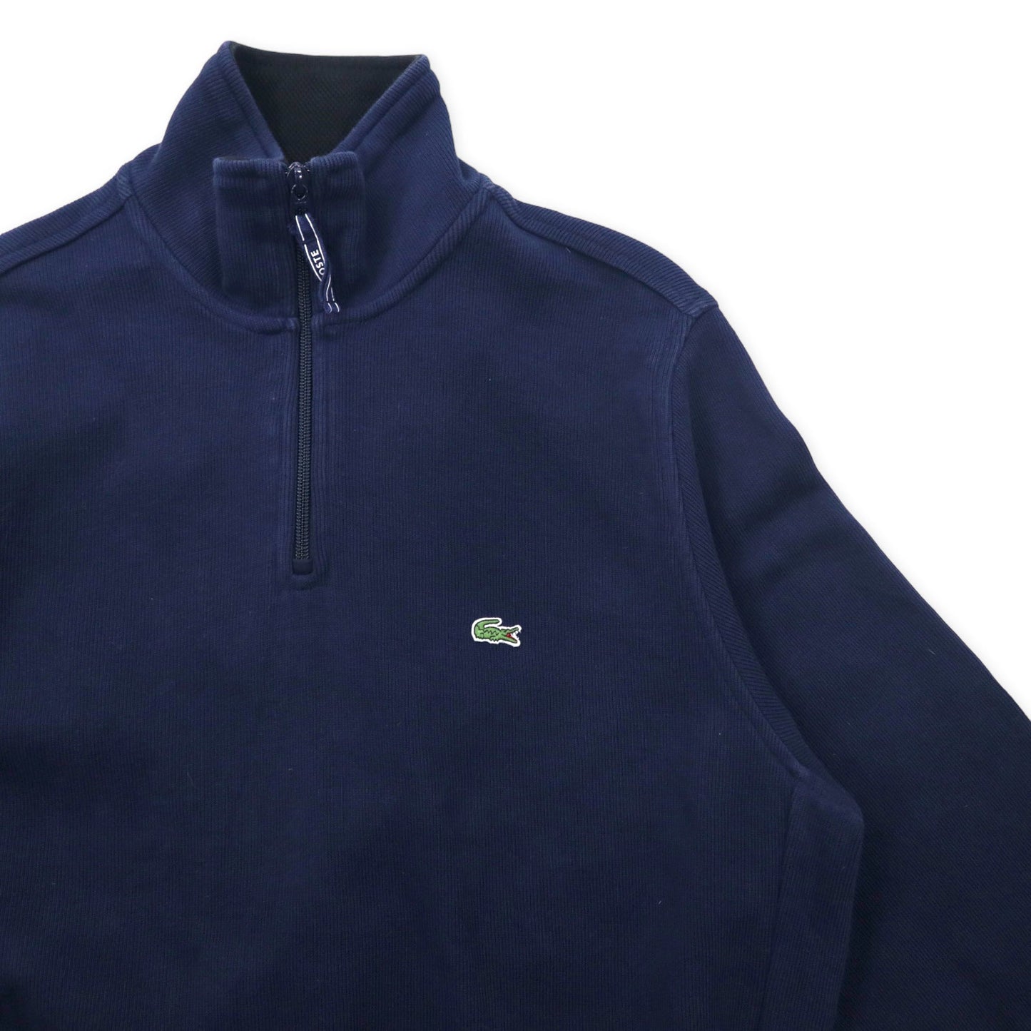 LACOSTE ハイネック ハーフジップ スウェット L ネイビー コットン ワンポイントロゴ