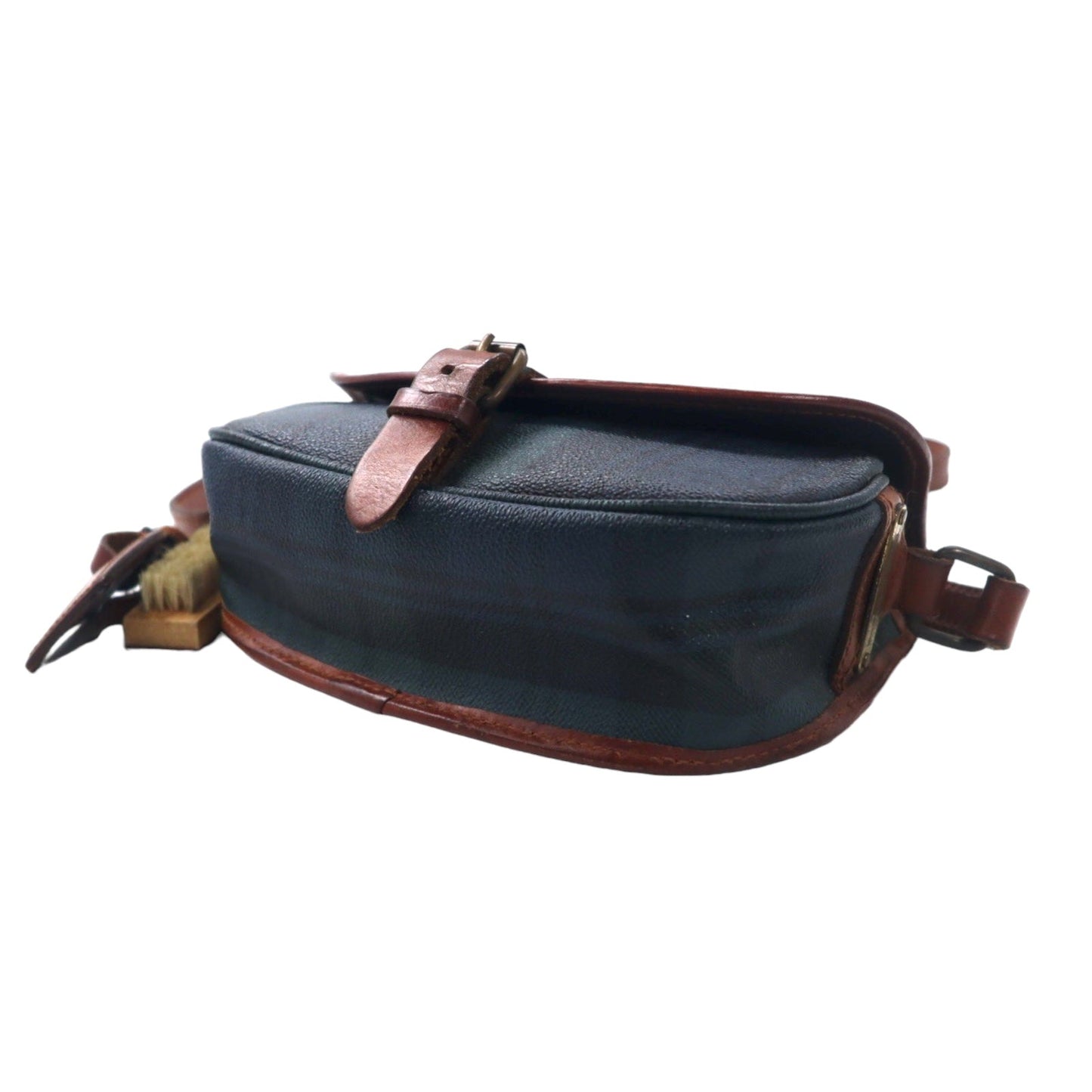 POLO RALPH LAUREN ショルダーバッグ ポシェット グリーン チェック PVC レザー切り替え