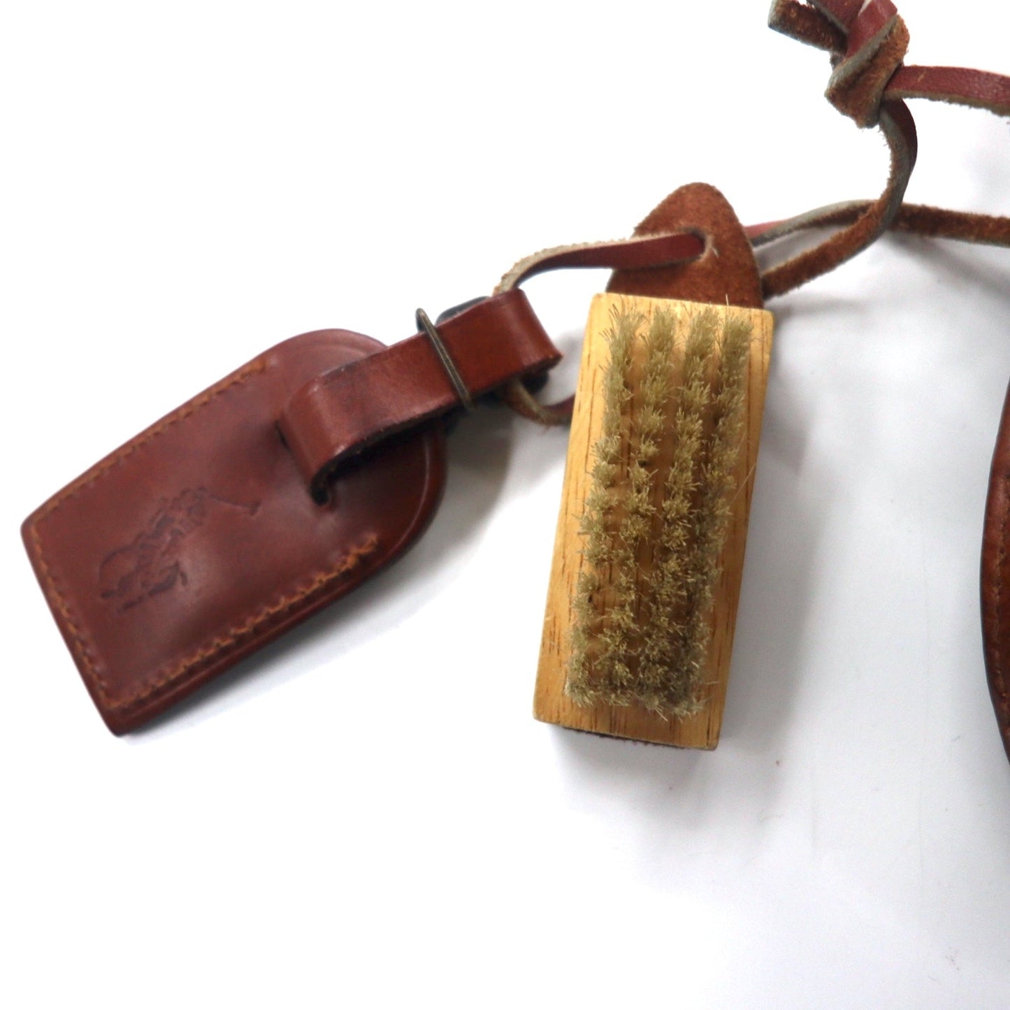 POLO RALPH LAUREN ショルダーバッグ ポシェット グリーン チェック PVC レザー切り替え